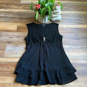 💖R&M Richards dressy black sleeveless blouse with rhinestones